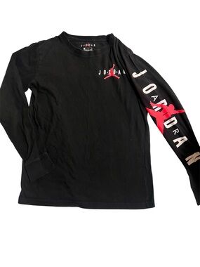 Jordan Jumpman Long Sleeve Shirt Youth Large Black Red Streetwear Athletic Nike